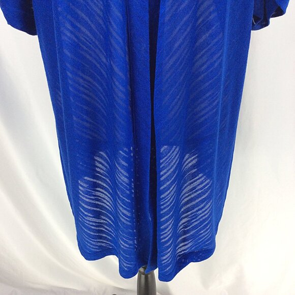 Catherines Open Cardigan Sweater Womens Plus Size 3X 26/28W Blue Short Sleeve - Picture 6 of 7